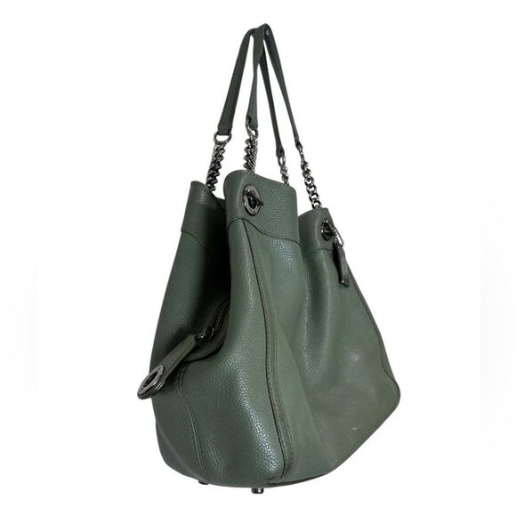 Coach Edie 31 Shoulder Bag Green Pebbled Leather Chain Strap Tote 36855 - Picture 7 of 16